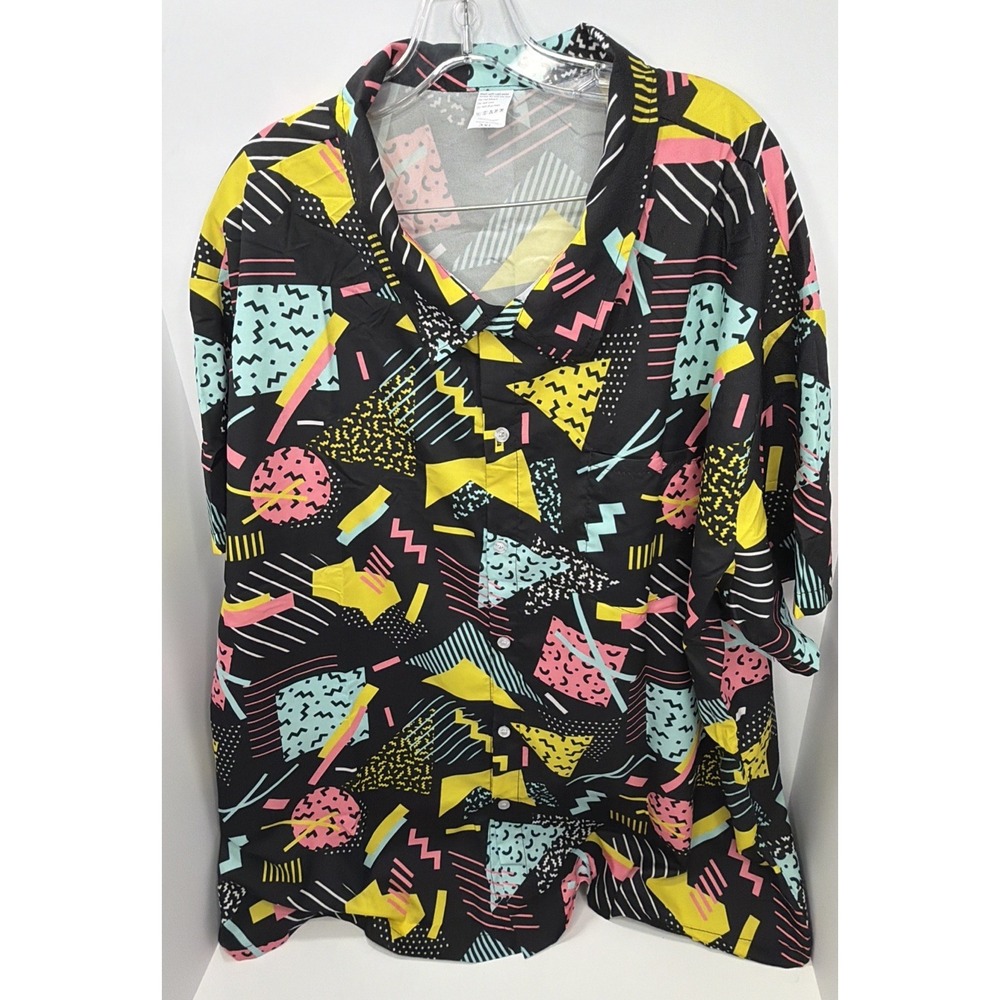 Mens Abstract Shirt Geometric Saved By The Bell Theme Size 3XL - '90s Party Look - Picture 4 of 14